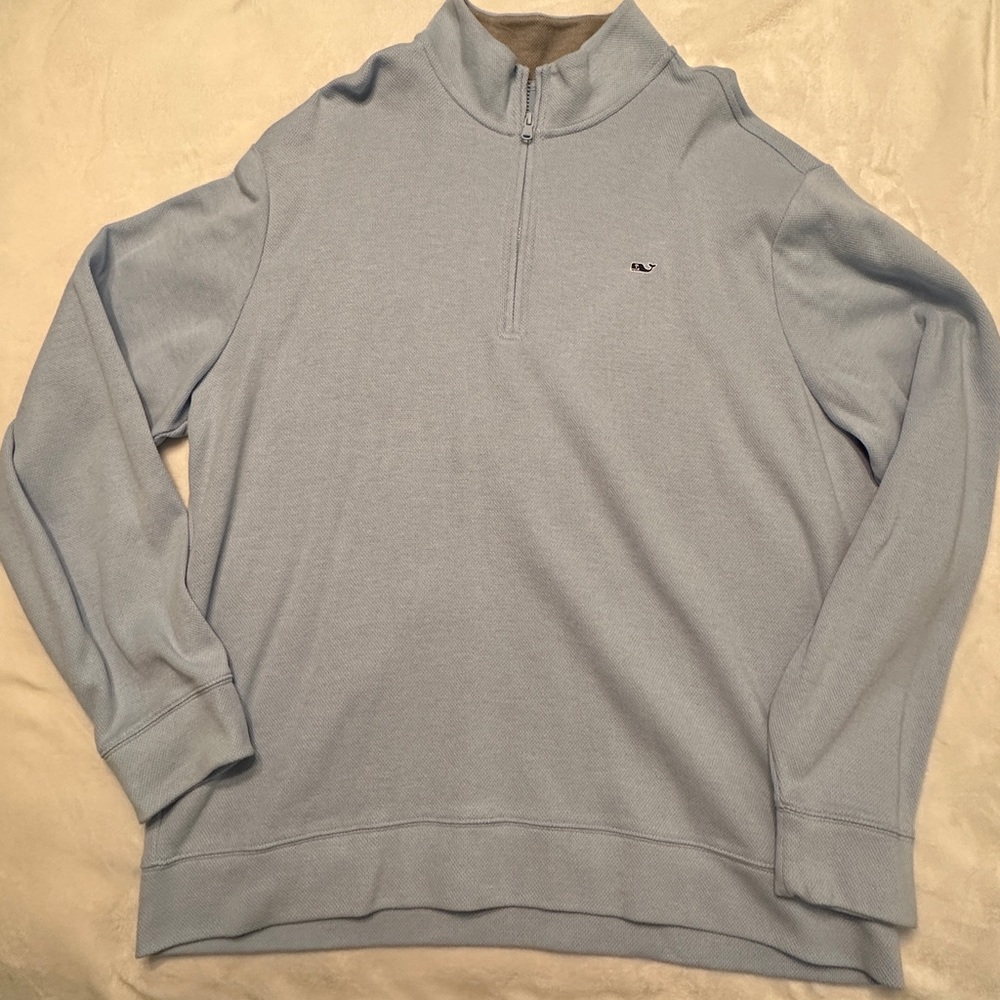 Men’s Vineyard Vines Saltwater Quarter Zip in Light Blue, size XL